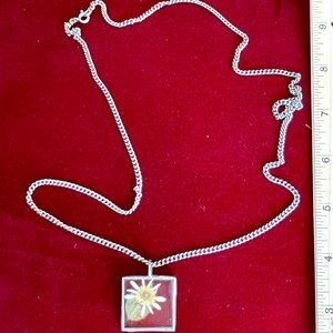 Vintage preserved flower necklace